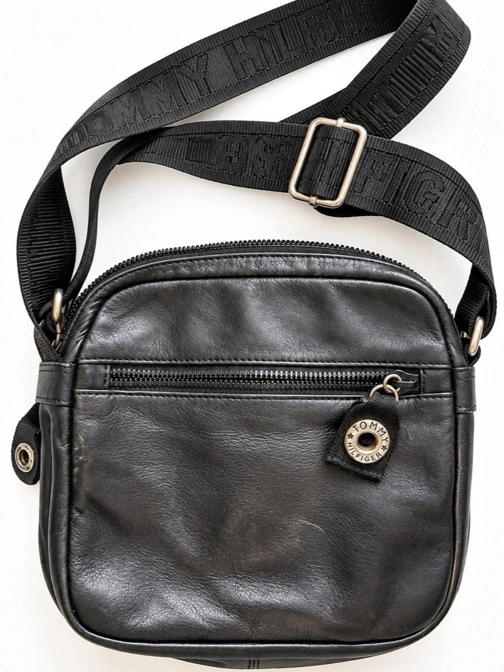 Vintage Tommy Hilfiger Black Leather Crossbody Bag